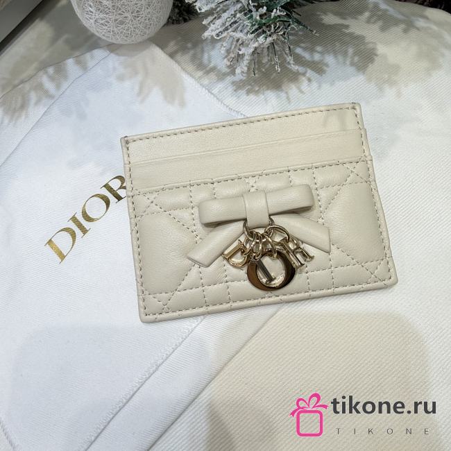 Lady Dior Freesia Card Holder Craie Cannage Lambskin - 10.5x8x0.5cm - 1