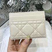 Lady Dior Freesia Card Holder Craie Cannage Lambskin - 10.5x8x0.5cm - 2