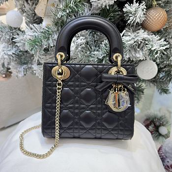 Mini Lady Dior Bag with Chain Black Cannage Lambskin - 17x15x7cm