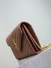 YSL Cassandre Envelope Chain Wallet In Lambskin Barely Pink - 22.5x14x4cm - 2