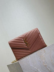 YSL Cassandre Envelope Chain Wallet In Lambskin Barely Pink - 22.5x14x4cm - 3