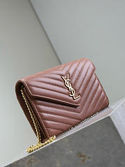 YSL Cassandre Envelope Chain Wallet In Lambskin Barely Pink - 22.5x14x4cm - 5