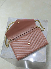 YSL Cassandre Envelope Chain Wallet In Lambskin Barely Pink - 22.5x14x4cm - 6
