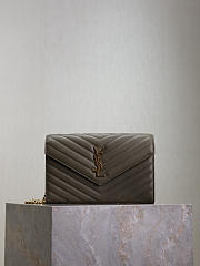 YSL Cassandre Envelope Chain Wallet In Lambskin Gray - 22.5x14x4cm - 1
