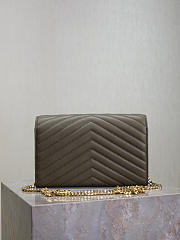 YSL Cassandre Envelope Chain Wallet In Lambskin Gray - 22.5x14x4cm - 4