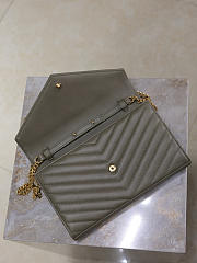 YSL Cassandre Envelope Chain Wallet In Lambskin Gray - 22.5x14x4cm - 2
