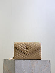 YSL Cassandre Envelope Chain Wallet In Lambskin Natural Tan - 22.5x14x4cm - 1