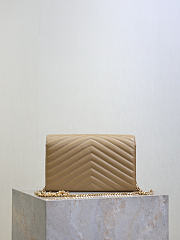 YSL Cassandre Envelope Chain Wallet In Lambskin Natural Tan - 22.5x14x4cm - 5
