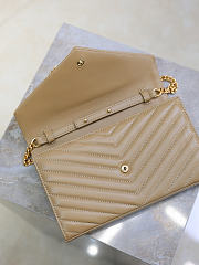 YSL Cassandre Envelope Chain Wallet In Lambskin Natural Tan - 22.5x14x4cm - 2