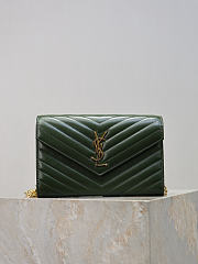 YSL Cassandre Envelope Chain Wallet In Lambskin Green - 22.5x14x4cm - 1