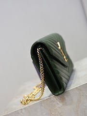 YSL Cassandre Envelope Chain Wallet In Lambskin Green - 22.5x14x4cm - 6