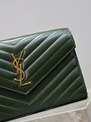 YSL Cassandre Envelope Chain Wallet In Lambskin Green - 22.5x14x4cm - 3