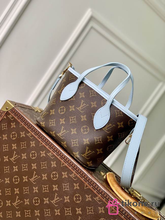 LV Neverfull Bandouliere Inside Out BB Tote Bag Monogram Sky Blue M28336 - 26.5x16.5x11cm - 1