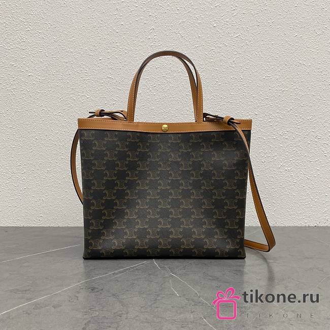Celine Small Square Cabas In Triomphe Canvas Honey - 26x23x8.5cm - 1