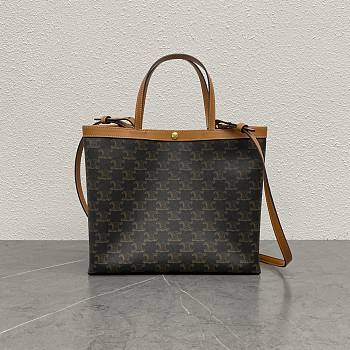 Celine Small Square Cabas In Triomphe Canvas Honey - 26x23x8.5cm