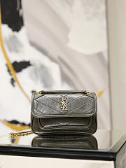 YSL Niki Mini In Vintage Leather Green - 18x12.5x5cm - 1