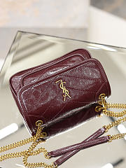 YSL Niki Mini In Vintage Leather Burgundy - 18x12.5x5cm - 5