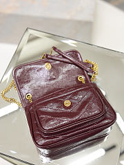 YSL Niki Mini In Vintage Leather Burgundy - 18x12.5x5cm - 2