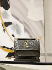 YSL Niki Baby In Vintage Leather Green - 21x16x7.5cm - 1