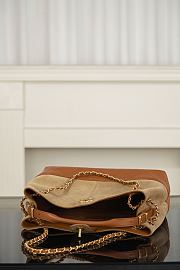Chanel Small Tote Suede Calfskin Shiny Lambskin & Gold-Tone Metal Beige & Brown - 36x24x14cm - 5