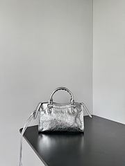 Balenciaga Le City Bag Mini in Silver Arena Lambskin - 23.8x16x6.3cm - 2