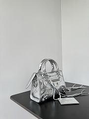 Balenciaga Le City Bag Mini in Silver Arena Lambskin - 23.8x16x6.3cm - 3