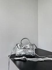 Balenciaga Le City Bag Mini in Silver Arena Lambskin - 23.8x16x6.3cm - 5