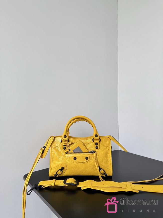 Balenciaga Le City Bag Mini in Yellow Arena Lambskin - 23.8x16x6.3cm - 1