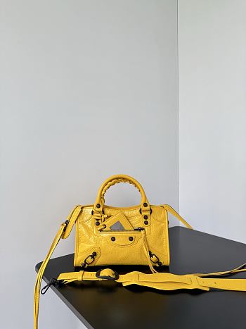 Balenciaga Le City Bag Mini in Yellow Arena Lambskin - 23.8x16x6.3cm