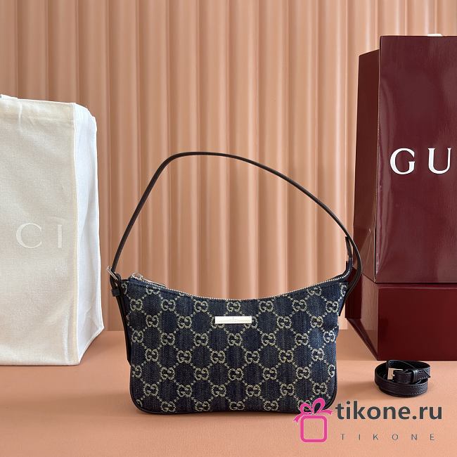 Gucci Lady Lunetta Small Shoulder Bag In Dark Blue GG Denim ‎874743 - 22x14x5.5cm - 1