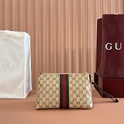 Gucci Small GG Pouch with Web Sand and Brown GG Canvas 875821 - 25.5x15x10cm - 3