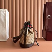 Gucci Mini Bucket Bag With Web Sand and Brown GG Canvas 876060 - 19.5x15.5x10.5cm - 6