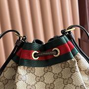 Gucci Mini Bucket Bag With Web Sand and Brown GG Canvas 876060 - 19.5x15.5x10.5cm - 4