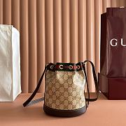 Gucci Venice Small Bucket Bag Sand and Brown GG Canvas A002GW - 23x20.5x14cm - 4