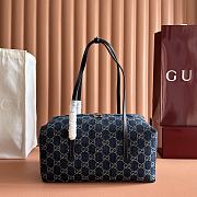 Gucci Melrose Medium Boston Bag Dark Blue GG Denim 875228 - 29x14x15cm - 2