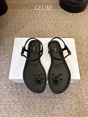 Celine Bay Triomphe Thong Sandal In Supple Calfskin Black - 5