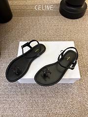 Celine Bay Triomphe Thong Sandal In Supple Calfskin Black - 2