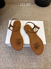Celine Bay Triomphe Thong Sandal In Supple Calfskin Brown - 2