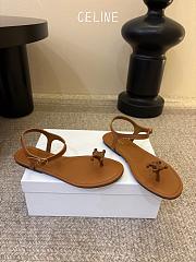 Celine Bay Triomphe Thong Sandal In Supple Calfskin Brown - 3