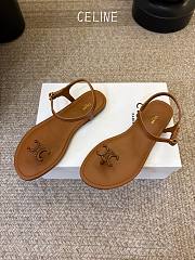 Celine Bay Triomphe Thong Sandal In Supple Calfskin Brown - 5
