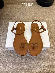 Celine Bay Triomphe Thong Sandal In Supple Calfskin Brown - 6