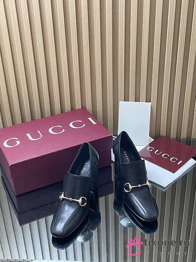 Gucci Loafer Pump With Horsebit Black Leather 832443 - 1