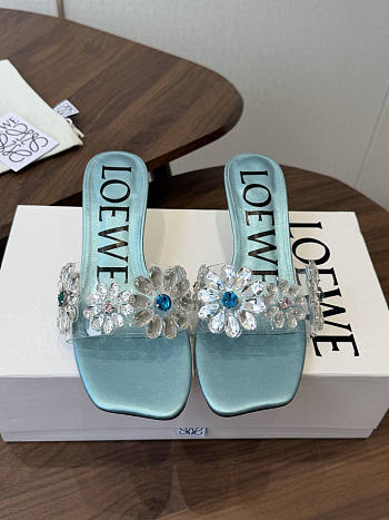 Loewe Toy Crystal Flowers Sandal in PVC Turquoise/Green