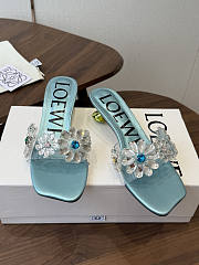 Loewe Toy Crystal Flowers Sandal in PVC Turquoise/Green - 2