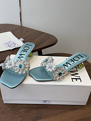 Loewe Toy Crystal Flowers Sandal in PVC Turquoise/Green - 4
