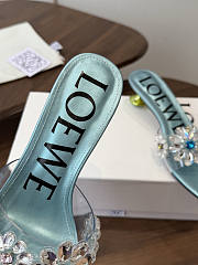Loewe Toy Crystal Flowers Sandal in PVC Turquoise/Green - 5