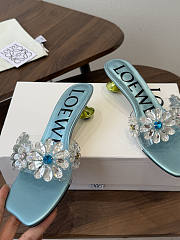 Loewe Toy Crystal Flowers Sandal in PVC Turquoise/Green - 6