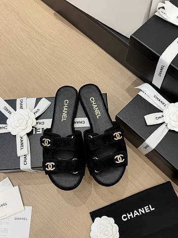 Chanel Mules Suede Kidskin Black G47043