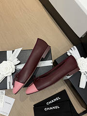 Chanel Ballet Flats Lambskin Burgundy & Pink G02819 - 6