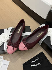 Chanel Ballet Flats Lambskin Burgundy & Pink G02819 - 3